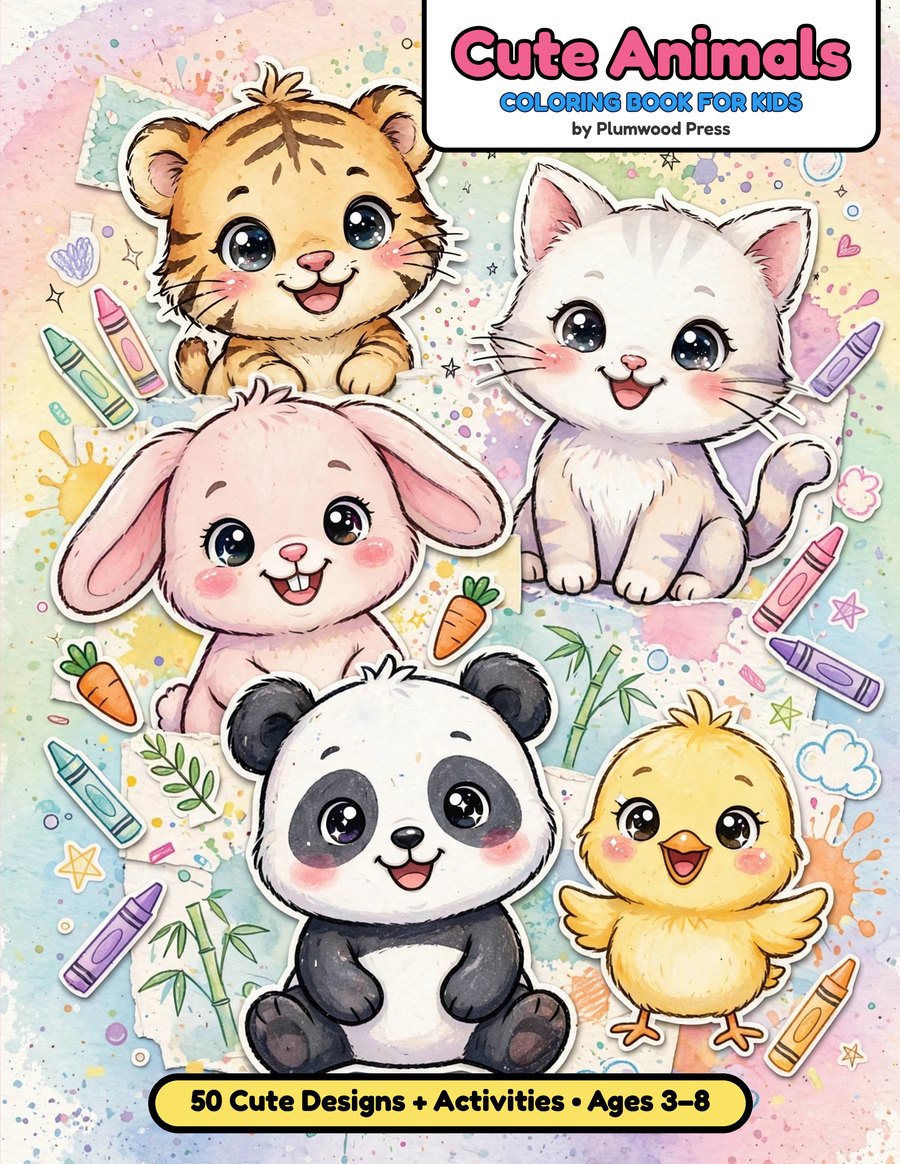 Cute Animals Coloring Book for Kids cover