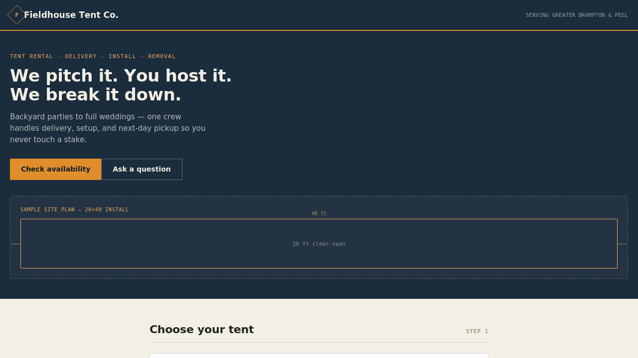 Fieldhouse Tent Co. booking site